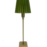 Antique Bronze Rechargeable Table Lamp with Pleated Green Shade