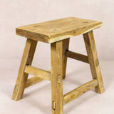 Vintage Reclaimed Elm Wood Stool - The Bertie