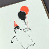 Happy Birthday Penguin Letterpress Card | Penguin Ink Birthday Card