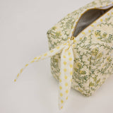 Paper Mirchi Small Organic Cotton Toiletry Bag – Floral Lattice Buttercream