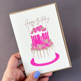 Penguin Ink Birthday Cake Letterpress Birthday Card