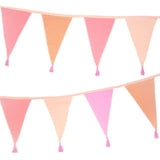 Pink Fabric Bunting with Tassels | Reusable Cotton Party Decoration