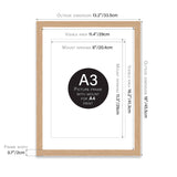 Oak A3 Picture Frame with Mount for A4 Print – Modern Natural Wood Effect Photo Frame
