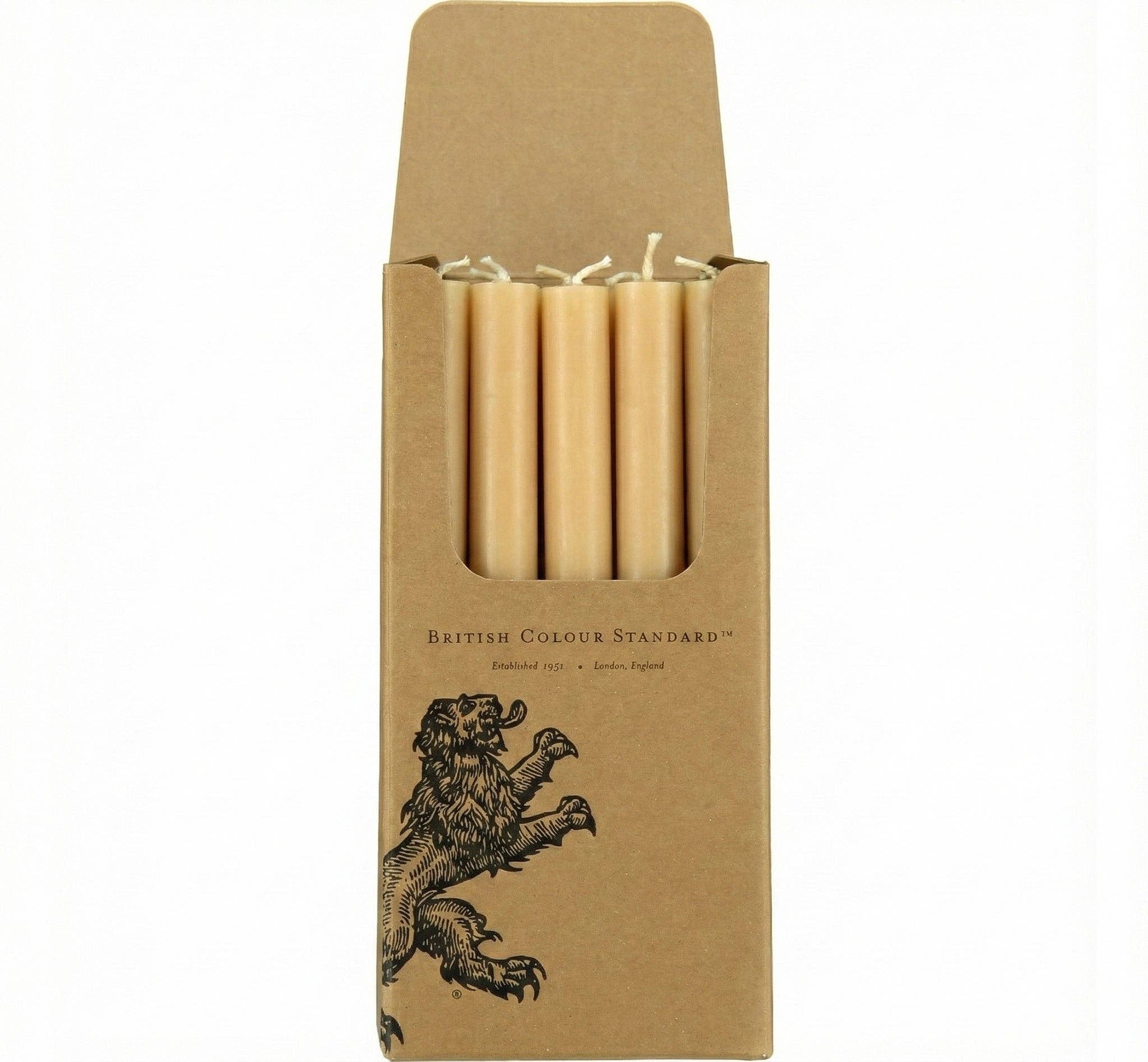 British Colour Standard Latte Eco Dinner Candles, hand-poured Fair Trade candles in a warm neutral shade
