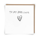 Darling Greetings Card with Enamel Pin Badge