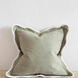 Chloe Sage Scalloped Cushion Cover 45x45cm – Linen Blend