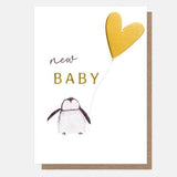 Penguin & Heart Balloon New Baby Card