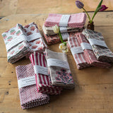 Title  Light Pink Stripe Cotton Napkins Set of 4 | Hand Block Printed Table Napkins