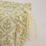 Paper Mirchi Large Organic Cotton Toiletry Bag – Floral Lattice Buttercream