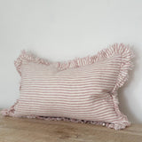 Hallie Ruffled Linen Cushion Cover 45x30cm – Pink Stripe