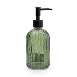 Vintage Green Ribbed Glass Soap Dispenser | Bathroom &amp; Kitchen Soap Pump