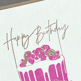 Penguin Ink Birthday Cake Letterpress Birthday Card