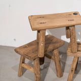 Vintage Reclaimed Elm Wood Stool - The Monty