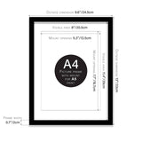 Black A4 Picture Frame with Mount for A5 Print – Modern Lightweight Photo Frame