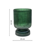 Amber Ribbed Glass Hurricane Vase | Vase & Candle Holder