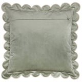 Lil Scallop Velvet Cushion Green & Natural | Luxury Scalloped Velvet Cushion