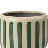 Crackle Glaze Green Striped Stoneware Plant Pot – 18cm