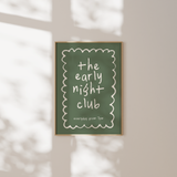 The Early Night Club Wall Art Print – Cream & Olive Typography Print