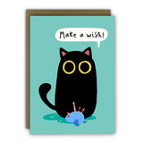Funny Birthday Card - A6 - Make A Wish Sarcastic Cat Card