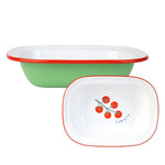 Green enamel oven dish with red tomato design from the Bon Appétit collection, 20cm diameter