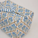 Paper Mirchi Large Organic Cotton Toiletry Bag – Floral Lattice Buttercream