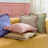 Maude Gingham Cushion – Frilled Trim Cotton Cushion Terracotta