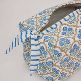 Paper Mirchi Large Organic Cotton Toiletry Bag – Floral Lattice Buttercream