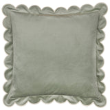 Lil Scallop Velvet Cushion Green & Natural | Luxury Scalloped Velvet Cushion