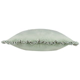 Solene Ruffle Cushion – Matte Velvet with Striped Linen-Blend Trim