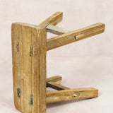 Vintage Reclaimed Elm Wood Stool -  The Olive