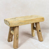 Vintage Reclaimed Elm Wood Stool  -  The Margot