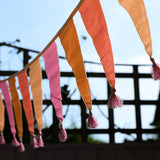 Pink Fabric Bunting with Tassels | Reusable Cotton Party Decoration