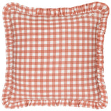 Maude Gingham Cushion – Frilled Trim Cotton Cushion Terracotta