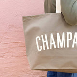 Oversized Stone Canvas Tote Bag “Champagne”