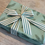 Cotton Ribbon Multistripes Linen/Forest Green 35mm width