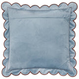 Lil Scallop Velvet Cushion Blue & Brown | Luxury Scalloped Velvet Cushion