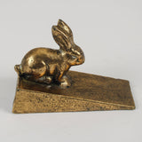 Antique Brass Rabbit Doorstop Wedge | Rustic Decorative Door Stop