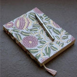 Block Printed Ruled Notebook (A5) - Marigold Glitz Blush