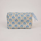 Paper Mirchi Large Organic Cotton Toiletry Bag – Floral Lattice Buttercream