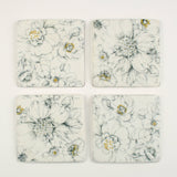 Illustrated Daisy Coasters Set of 4 | Floral Resin Coasters