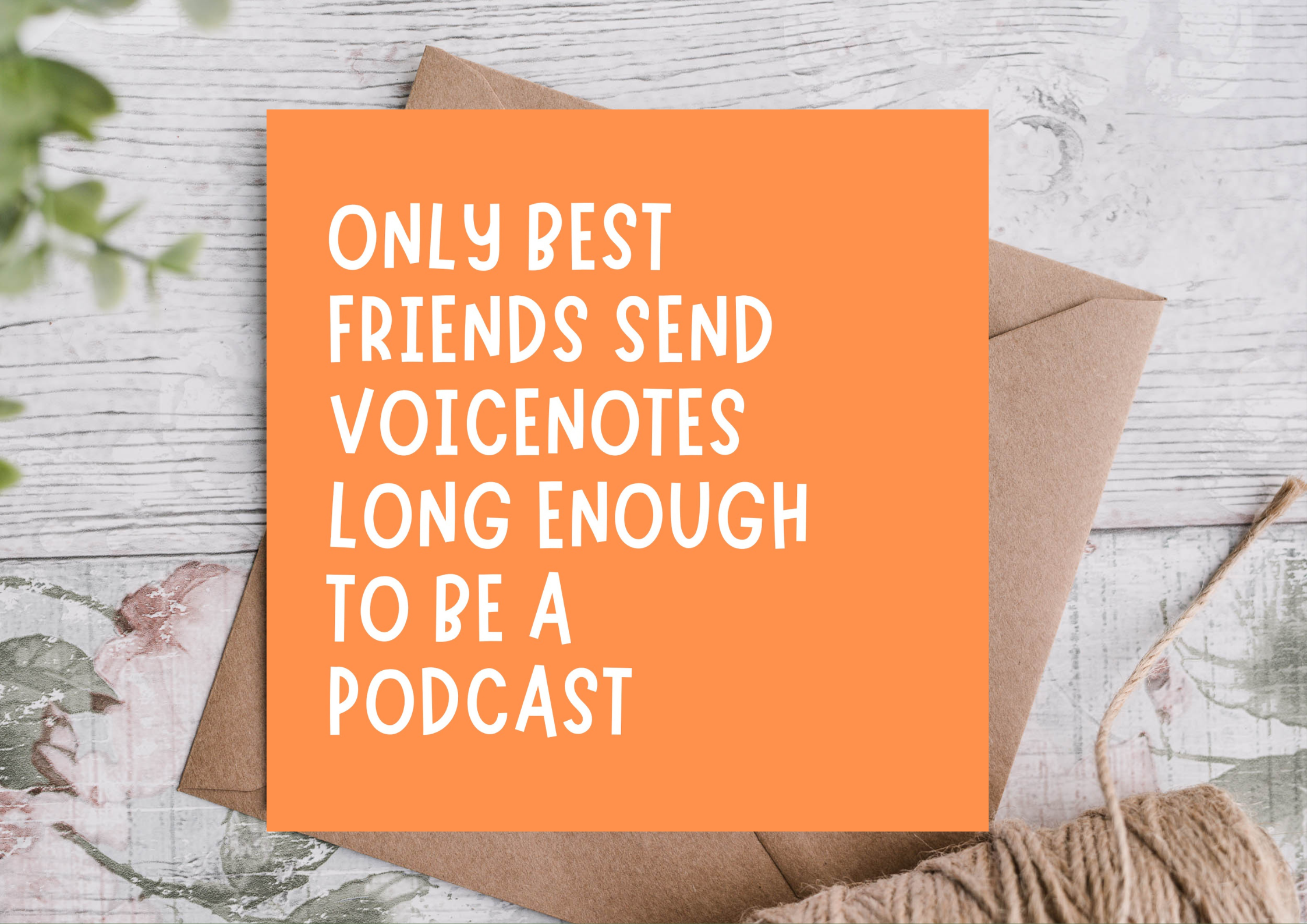 Best Friends Long Voicenotes funny birthday card with kraft envelope, humorous birthday card for best friend or bestie.