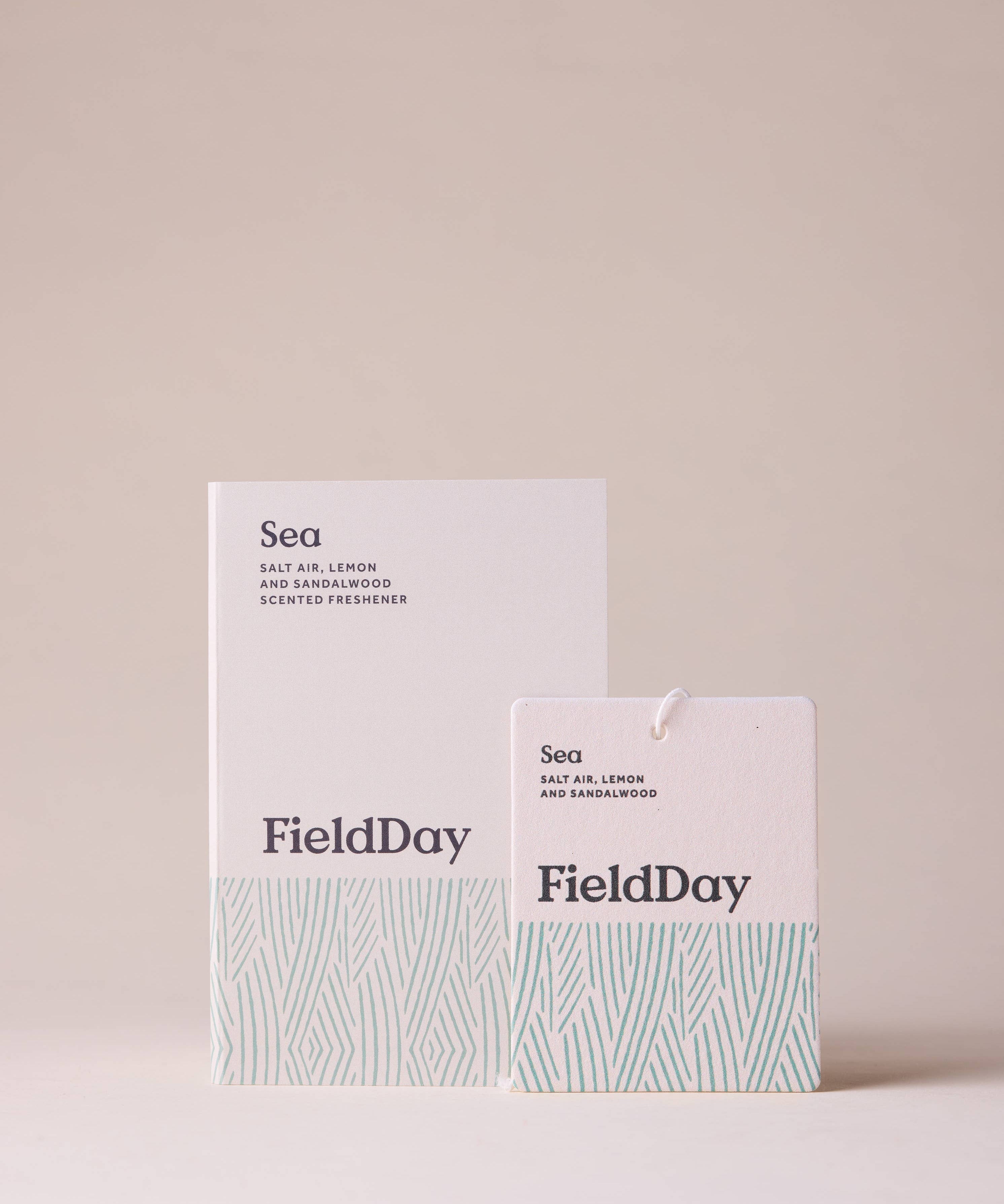 FieldDay Sea fragrance freshener with salt air, lemon and sandalwood for cars, wardrobes and drawers.