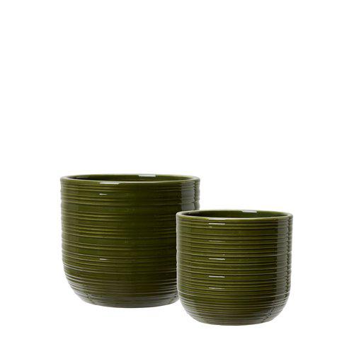 Green ceramic plant pots