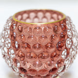 Bubble Glass Votive Dusky Rose with Gold Rim