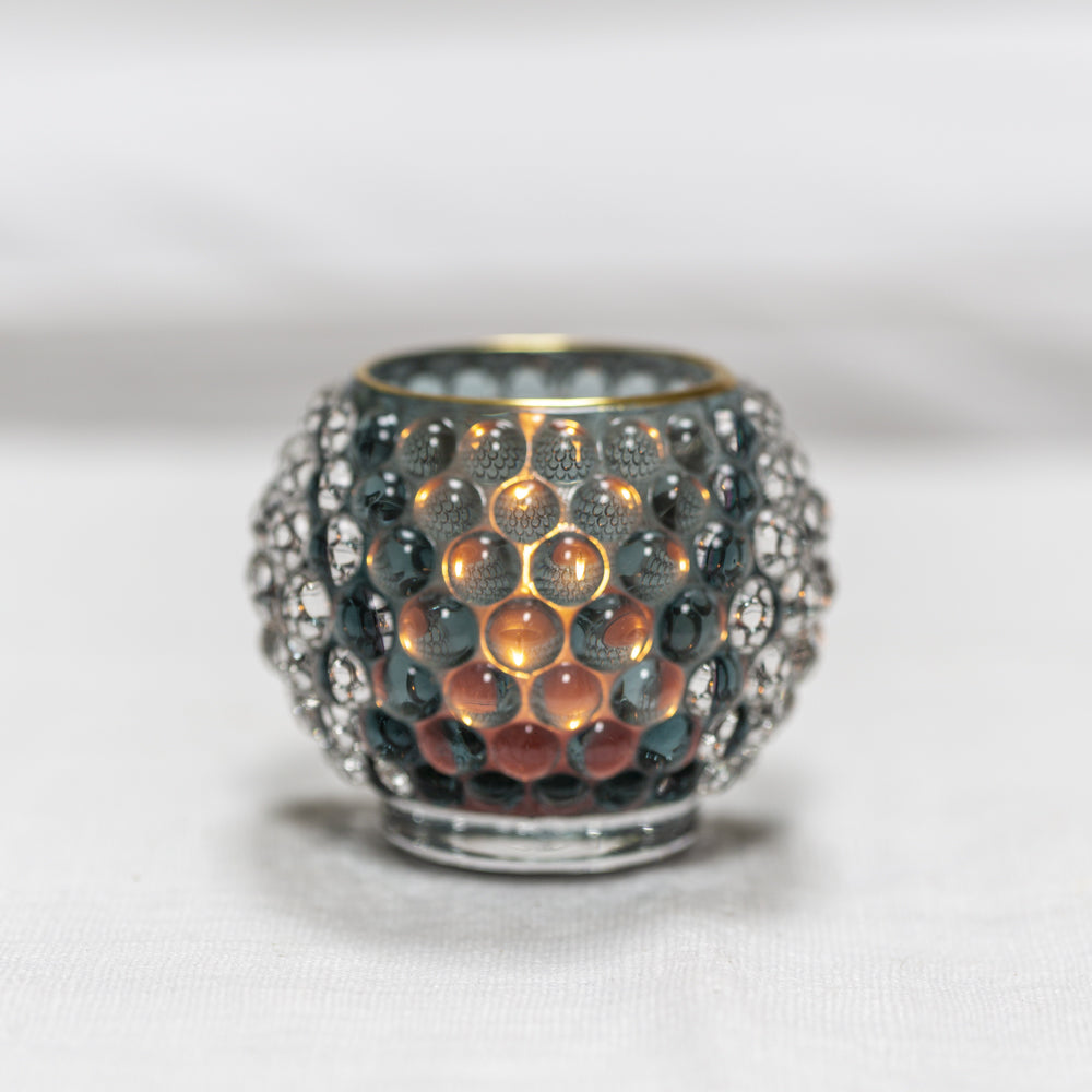 Bubble Glass Votive Powder Blue