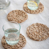 Woven coasters made with seagrass