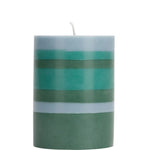 hand-poured striped pillar candle