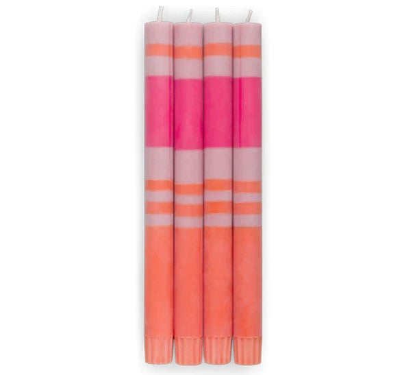 Fair Trade striped dinner candles in bold British Colour Standard