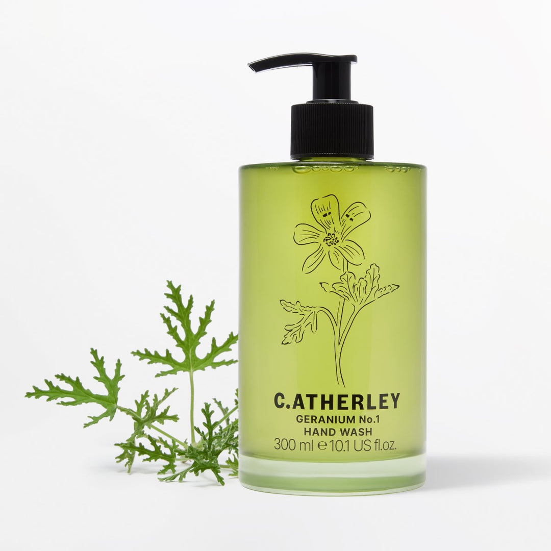 Shop C.Atherley Geranium No.1 Hand Wash. A botanical liquid hand wash with eight natural essential oils and moisturising Betaine, made in England.