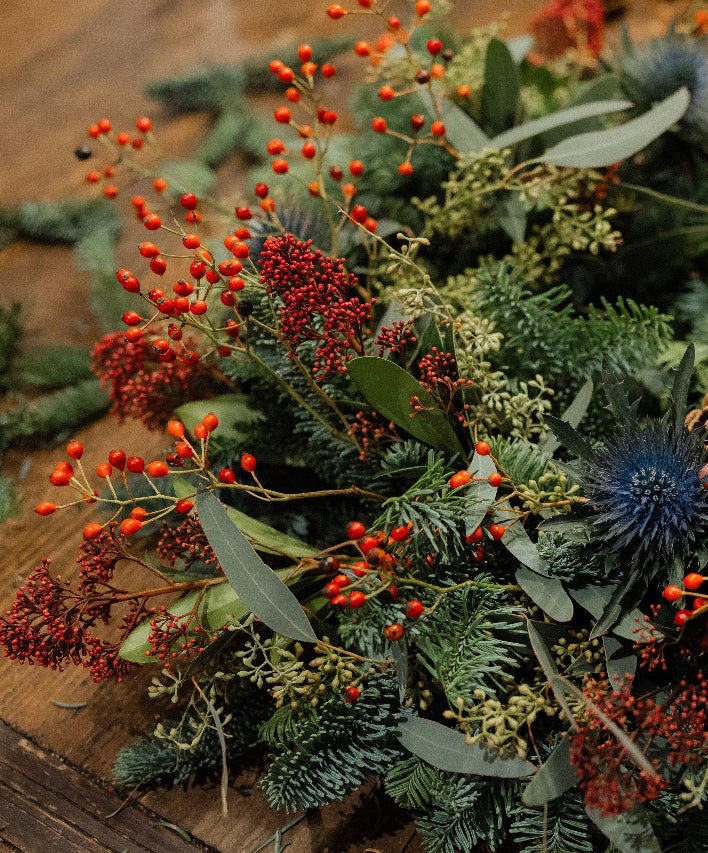 Join our luxury Christmas wreath making workshop in Banstead, Surrey. Create a fresh festive wreath with expert florists, hot port and mince pies. Book now.